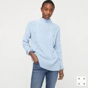 J Crew Swingy Cable Knit Mockneck Sweater